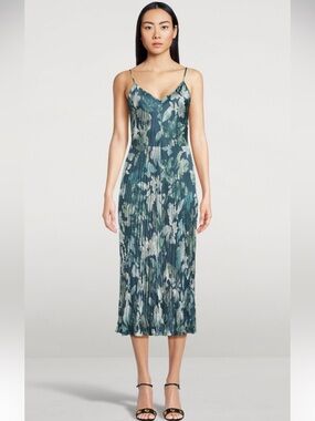 Vince Shimmer Lake Crushed Midi Cami Dress Size XL NWT